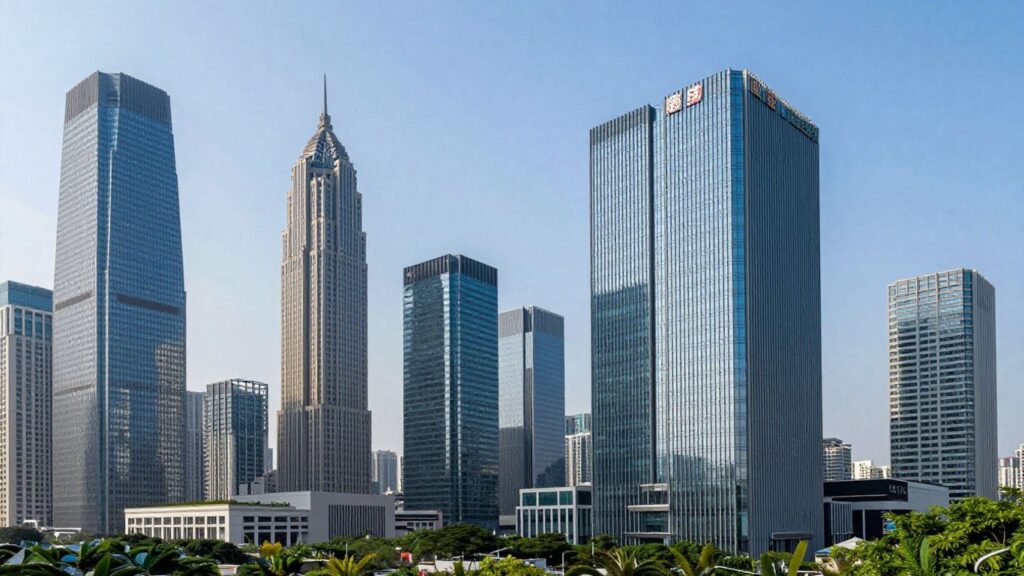 image | Hope Ventures FZ-LLC Mainland cityscape versus modern freezone office building.